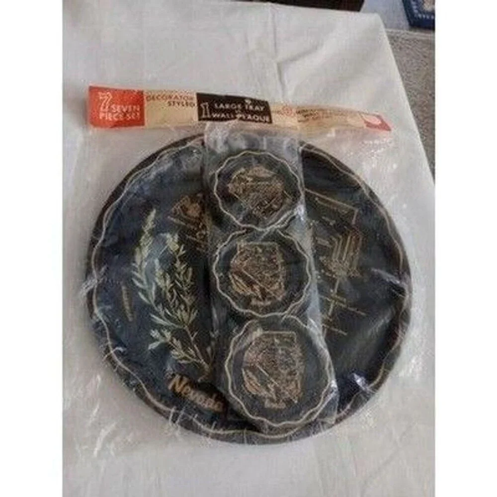 Nevada State Decorated Souvenir Tray w/6 Coasters Las Vegas Goodsprings NOS New